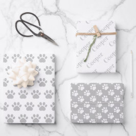 Mooie Pootafdrukken Aangepaste Naam Inpakpapier Ve Vel