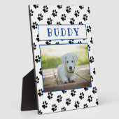 Mooie pootafdrukken Blauwe aandenken huisdier hond Fotoplaat (Zijkant)