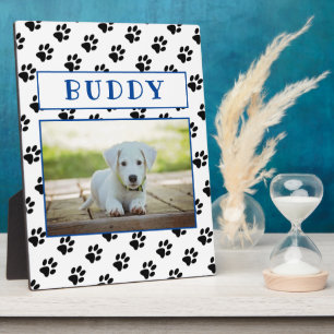 Mooie pootafdrukken Blauwe aandenken huisdier hond Fotoplaat