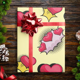 Mooie Pop Art Love Harten Inpakpapier