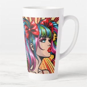 Mooie Pop Art stripfiguur met strikken Latte Mok