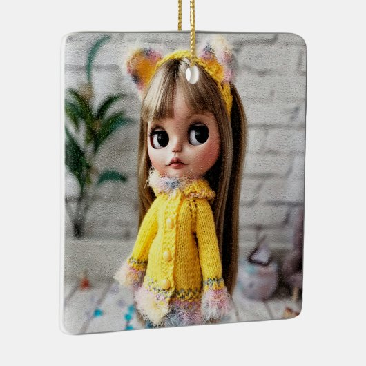 Mooie pop Blythe grote ogen mode stijlvol plezier Keramisch Ornament (Rechts)