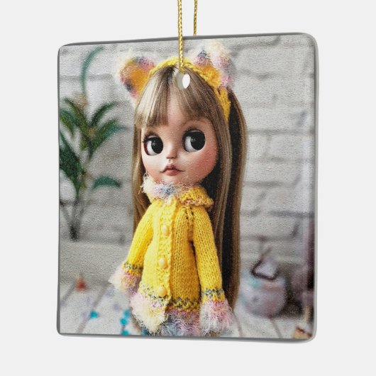 Mooie pop Blythe grote ogen mode stijlvol plezier Keramisch Ornament (Links)