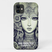 Mooie pop gezicht illustratie, zwart wit Case-Mate iPhone case (Achterkant)