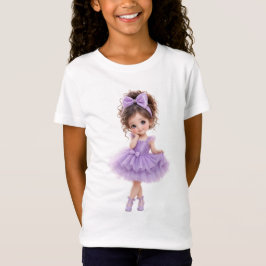 Mooie pop paarse jurk meisjes T-shirt