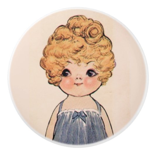 Mooie poppengezicht Dolly Dingle  Keramische Knop (Voorkant)