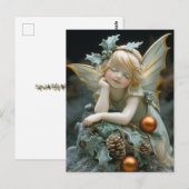 Mooie porseleinen Fairy Holly Pinecones Ornament Briefkaart (Voorkant / Achterkant)