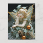 Mooie porseleinen Fairy Holly Pinecones Ornament Briefkaart (Voorkant)