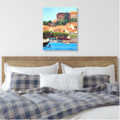 Mooie Port of Collioure in Blauw Groen Sinaasappel Canvas Afdruk (Insitu (Slaapkamer))
