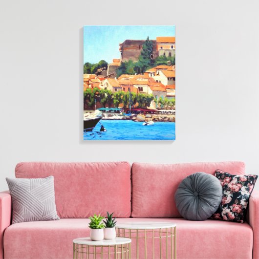 Mooie Port of Collioure in Blauw Groen Sinaasappel Canvas Afdruk (Insitu (Woonkamer))