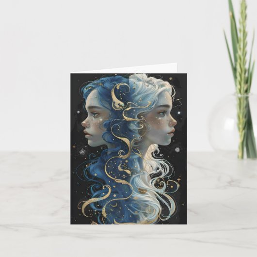 Mooie Portret Gemini Zodiac Kaarten (Voorkant)