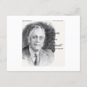 Mooie portret van FDR & 'Angst Zelf' citaat Briefkaart
