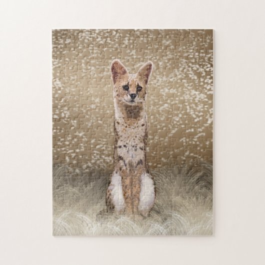 Mooie portrettenkat uit Wilde Afrikaanse serval Pu Legpuzzel (Verticaal)