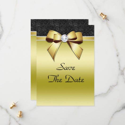 Mooie 'Posh Gold' en 'Black Jewel Birthday' Save The Date (Voorkant / Achterkant in situ)