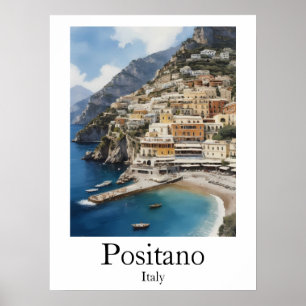 Mooie Positano Italië Landschapsschilderij Poster