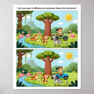 Mooie Poster met Dieren Verschillen voor Kinderen