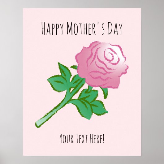 Mooie poster met een roze roos (Voorkant)