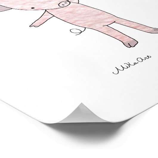 Mooie Poster met Knuffelende Varkens Biggetje Boer (Hoek)