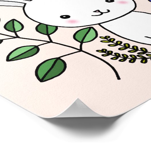 Mooie poster met konijn en bloemen voor de kinderk (Hoek)