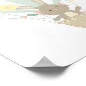 Mooie poster met konijn in blauwe hete luchtballon (Hoek)