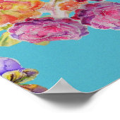 Mooie Poster met Rode Vos, Dieren en Turquoise Roz (Hoek)