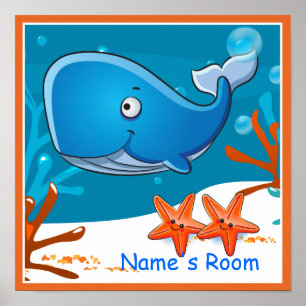 Mooie Poster met Walvis voor Kinderkamer