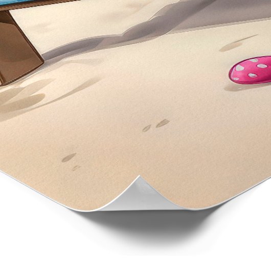 Mooie Poster van Konijn voor Kinderen in Strandsti (Hoek)