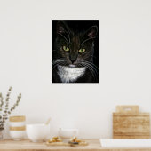 Mooie Poster van Zwarte en Witte Kat (Keuken)