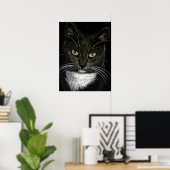 Mooie Poster van Zwarte en Witte Kat (Thuiskantoor)