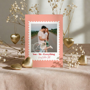 Mooie Postzegel Foto Hartjes Valentijnsdag Feestdagenkaart