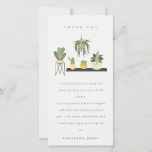 Mooie Potaardige Succulente Planten Bruidsshower Bedankkaart