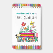 Mooie potloden hall pass voor studenten badge (Voorzijde)