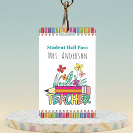 Mooie potloden hall pass voor studenten badge
