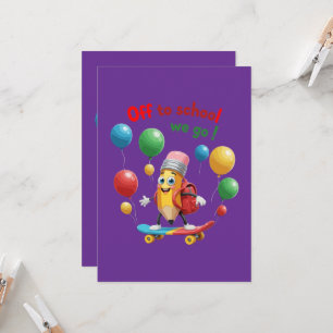 Mooie potlood op skateboard   Leuk voor terug naar Kaart