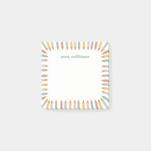 Mooie Potloodrand Aangepaste Naam Leraar Cadeau Post-it® Notes (Voorkant)