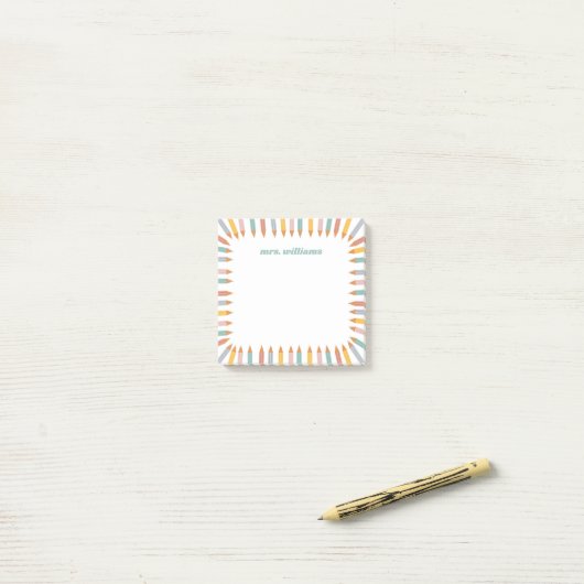 Mooie Potloodrand Aangepaste Naam Leraar Cadeau Post-it® Notes (Op bureau)