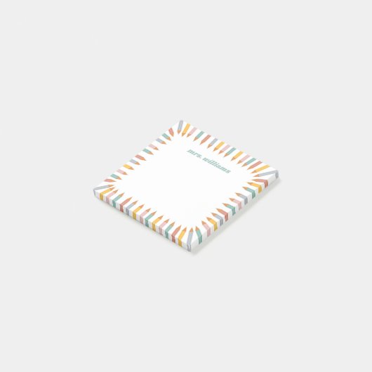 Mooie Potloodrand Aangepaste Naam Leraar Cadeau Post-it® Notes (Schuin)