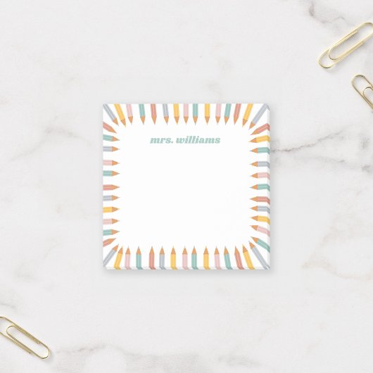 Mooie Potloodrand Aangepaste Naam Leraar Cadeau Post-it® Notes