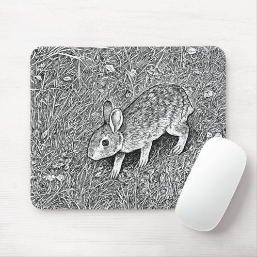 Mooie potloodschets konijn muismat (Met muis)
