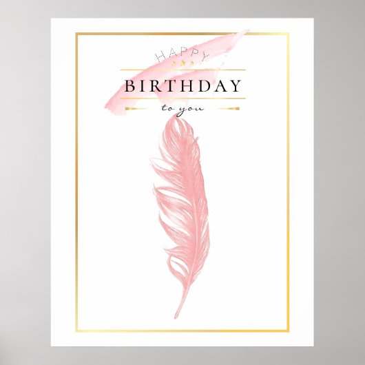 Mooie potloodtekening Roze veer verjaardag Poster (Voorkant)