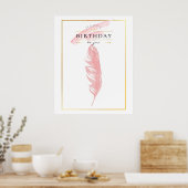 Mooie potloodtekening Roze veer verjaardag Poster (Keuken)