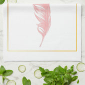 Mooie potloodtekening Roze veer verjaardag Theedoek (Gevouwen)