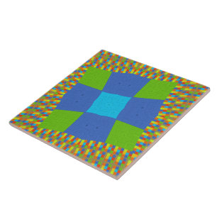 Mooie Prachtige Groene Blauwe Cyaan Kunstprint Ont Tegeltje