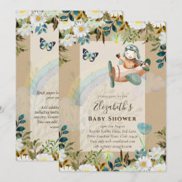 Mooie pret piloot baby jongens shower uitnodiginge kaart