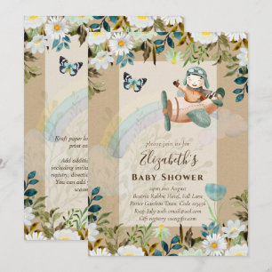 Mooie pret piloot baby jongens shower uitnodiginge kaart