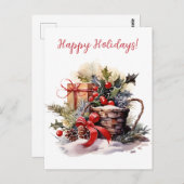 Mooie Prettige feestdagen Waterverf kunstwerk Briefkaart (Voorkant / Achterkant)