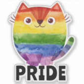 Mooie Pride Kitty Waterverf Vinyl Sticker (Voorkant)
