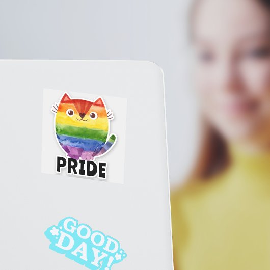 Mooie Pride Kitty Waterverf Vinyl Sticker