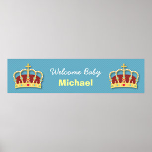 Mooie Prins Jongen Baby Shower Welkom Party Banner Poster