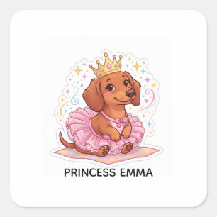Mooie Prinses Dachshund Eigen Naam Mooie Meisje T- Vierkante Sticker